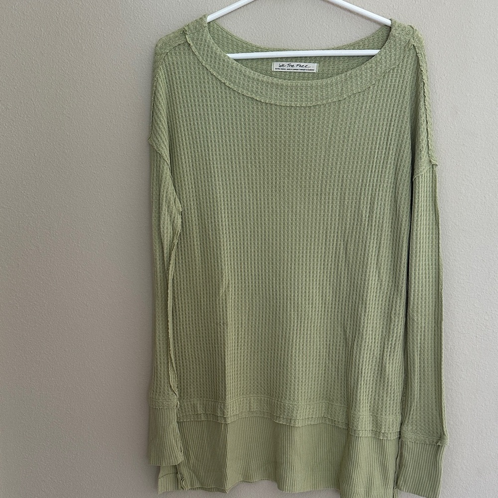 We The Free Sage Waffle Knit Top XS EUC